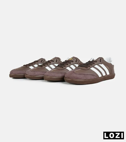 کفش کتانی مردانه و زنانه قهوه ای سفید ADIDAS Samba