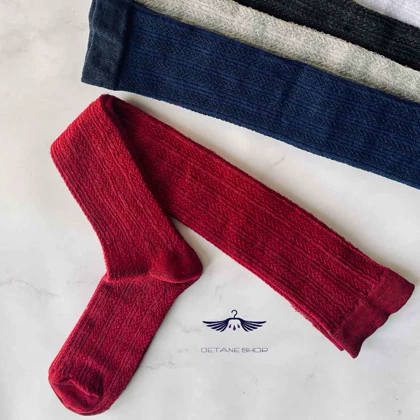 جوراب بلند تا زانو بافت گندمی پاتیک