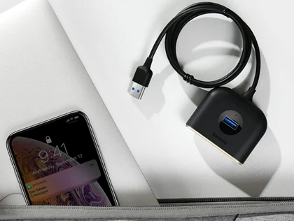 هاب آداپتور یو اس بی بیسوس Baseus Square round 4 in 1 USB HUB Adapter