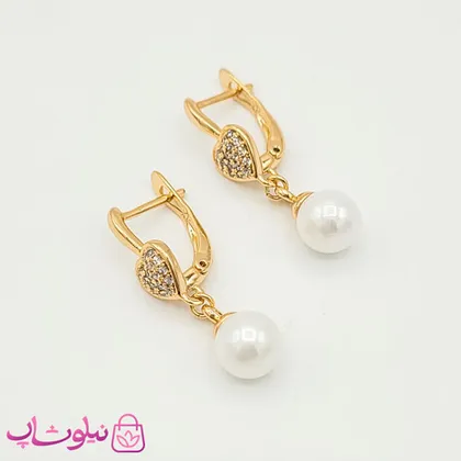 گوشواره ژوپینگ قلبی با آویز مروارید