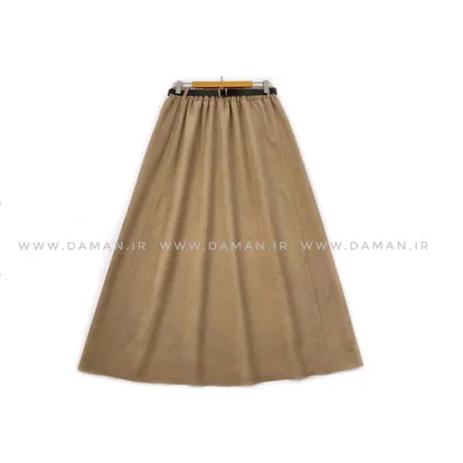 دامن مخمل کبریتی کرم سیر قد 80 با کمربند کد ( 111 )