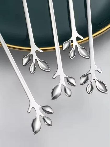 قاشق شربت خوری بلند طرح برگ سیلور