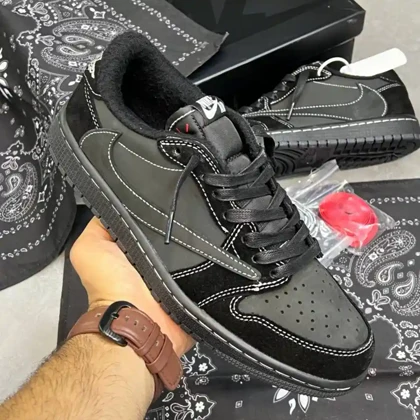کفش نایک ایر جردن وان لو تراویس اسکات بلک فانتوم Nike Air Jordan 1 Low Travis Scott Black Phantom