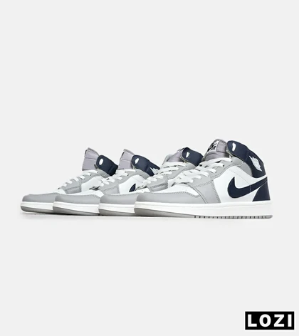 کفش کتانی ساق‌دار مردانه و زنانه سفید سرمه ای طوسی NIKE jordan 1 مدل 6580