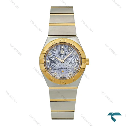 امگا کانسلیشن زنانه دورنگ طلایی صفحه طرحدار آبی Omega-7637-L