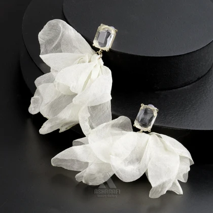 گوشواره پارچه‌ای نگین‌دار Fabric Earrings W