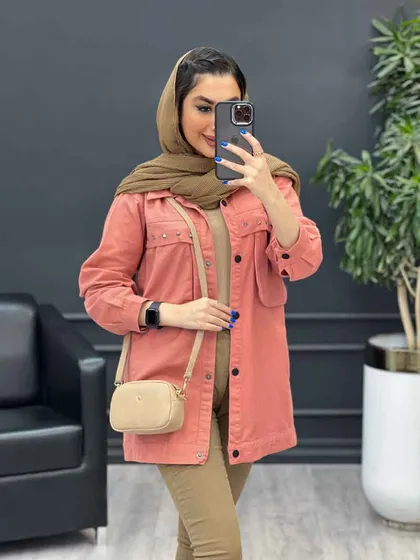 مانتو کتان چهار جیب پرچ پارلا