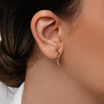 گوشواره حلقه‌ای مینیمال موج ژوپینگ