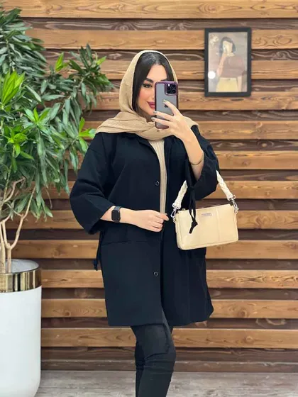 مانتو دوجیب آستین بنددار
