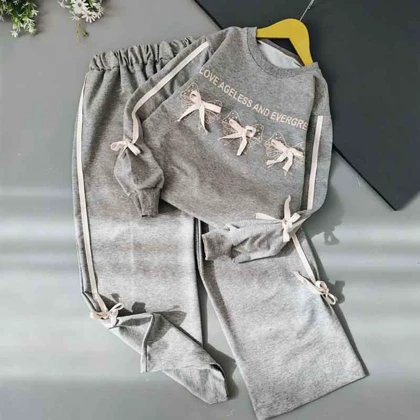 بلوز شلوار دخترانه طرح بند پاپیونی تنیجری