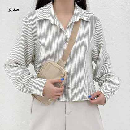 شومیز زنانه لینن راه راه پشت چین | آی بولک