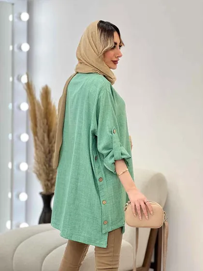 مانتو جلو بسته بغل چهار دکمه