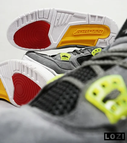 کتانی ساق‌دار مردانه طوسی مشکی سبز Nike air jordan 4