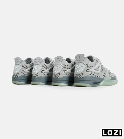 کفش کتانی ساق‌دار مردانه طوسی سبز Jordan 4 x Kaws