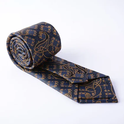 ست کراوات و پوشت جیبی ترمه سورمه ای و زرد 1267