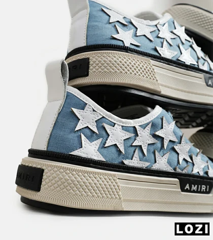 کفش اسنیکرزآبی سفید Amiri Stars مدل 6037