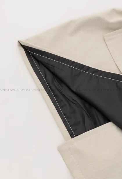 ترنچ کت جلودکمه آستردار@@کد1004294