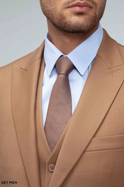 کت و شلوار مردانه سه تکه یقه بلیزر دو دکمه دو چاک