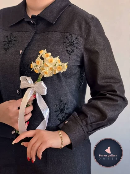کت کراپ جین جواهر دوزی گلبرگ