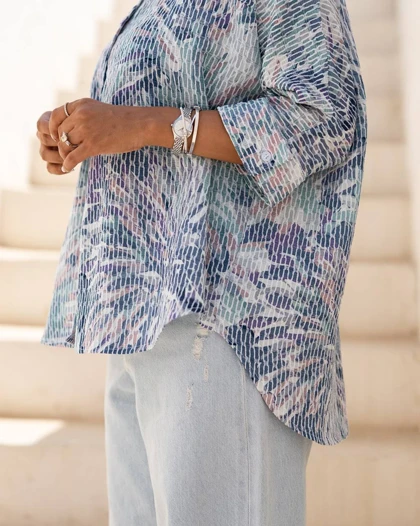 شومیز پاییزه زنانه جنس عنکبوتی مدل کیمونو قد 65