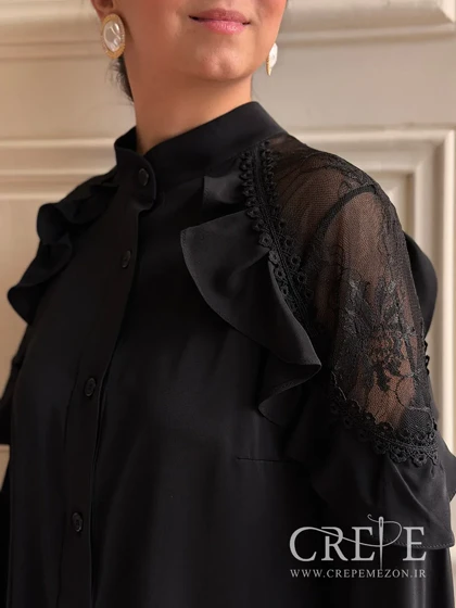 شومیز سرشانه گیپور و چین