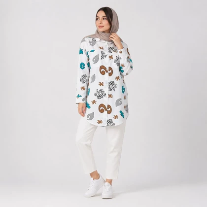 مانتو زنانه لینن طرح دار یارا