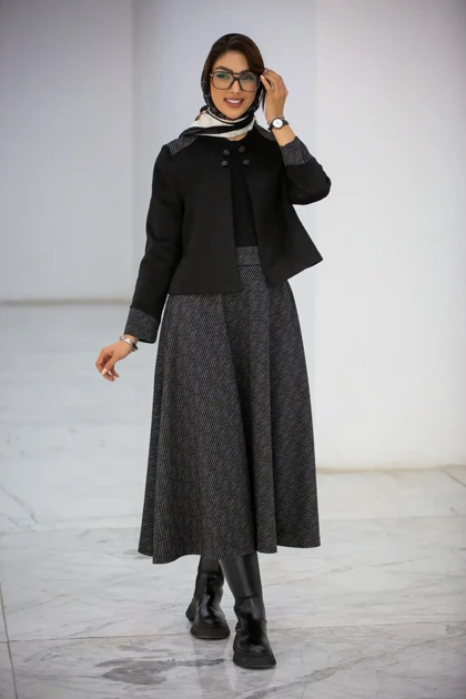 ست کت و دامن کشمیر ترکیبی