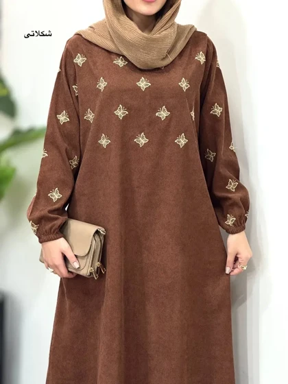 پیراهن مانتویی گلدوزی پری