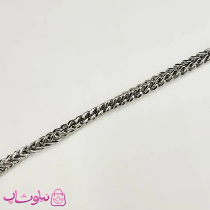 ست گردنبند و دستبند مردانه فرانکو (میرو) استیل نقره ای کد 750
