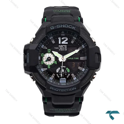 ساعت مچی مردانه کاسیو جیشاک GA-1100 مشکی سبز Gshock-6562-G