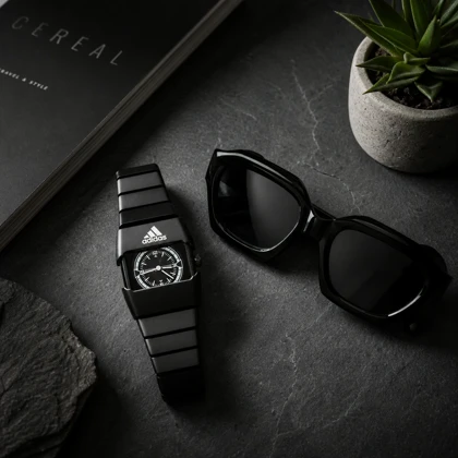 پکیج ساعت مچی مردانه آدیداس بند استیل فنری لوکس+عینک آفتابی اسپرت چند ضلعی مدل Dior