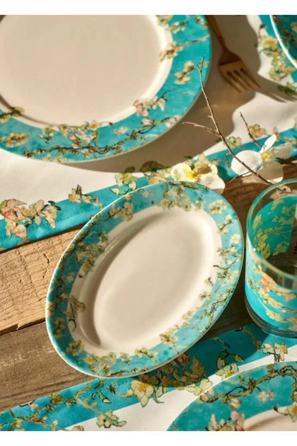 بشقاب پذیرایی Bella Maison مدل Van Gogh Almond Blossom - فیروزه‌ای