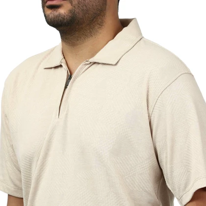 پولوشرت آستین کوتاه نیم زیپ مردانه کاکتوس مدل 251454