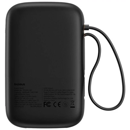 پاوربانک 10000 میلی‌آمپر USB و تایپ‌سی 30 وات بیسوس Qpow 2 PPQD4-10C