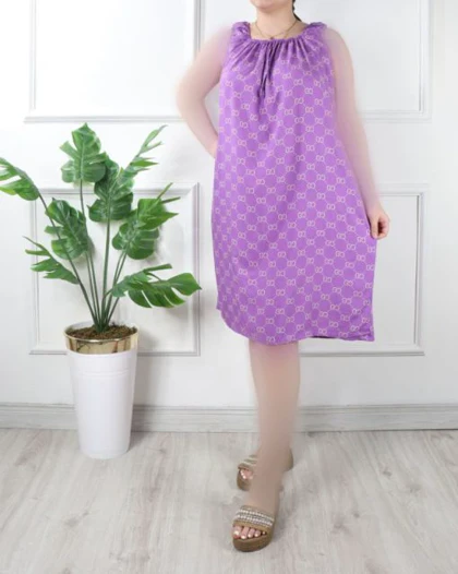 سارافون نخی کوتاه طرح دار A6966