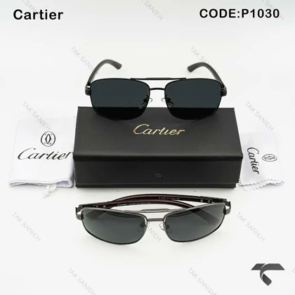 عینک دودی مردانه کارتیه p1030-2 پلاریزه فریم نوک مدادی Cartier-9984-G