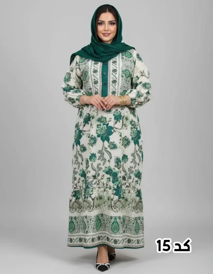 پیراهن ساحلی وارداتی دکمه دار طرح گل‌دار 7314