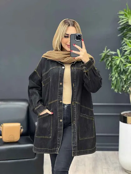 مانتو جین جیب کج