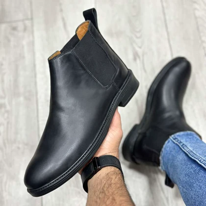 بوت مردانه مدل چلسی چرم طبیعی رنگ مشکی