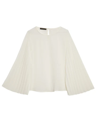 بلوز زنانه کرپ حریر آستین کلوش پلیسه 40103