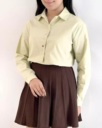 شومیز کتان یقه گلدوزی کد 5457