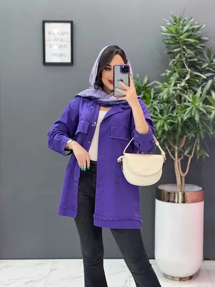 مانتو کتان زاپ‌دار ریش دار