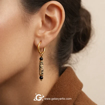 گوشواره سنگ عقیق و جاسپر دالماتیان