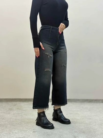 شلوار جین وایدلگ گازوئیلی زاپ‌دار 8118