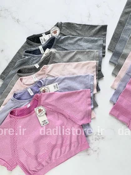 ست کراپ آستین دار و شورتک سیملس ورزشی