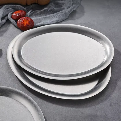 بشقاب بیضی استیل سیلور