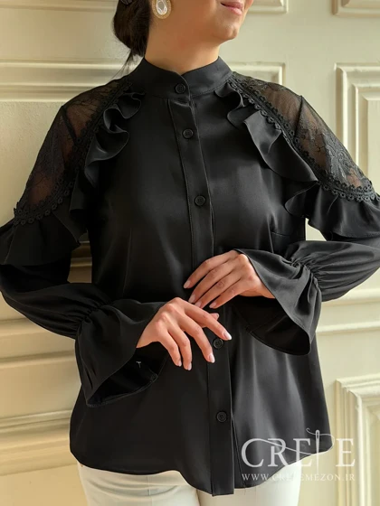 شومیز سرشانه گیپور و چین