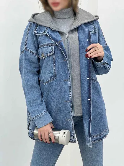 جین ترکیبی کلاهدار دو جیب