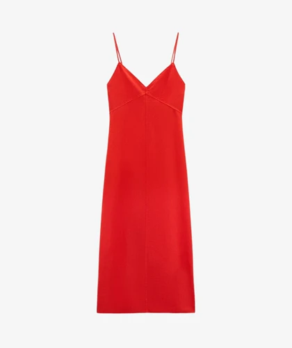 پیراهن لینن بندی قرمز DR516