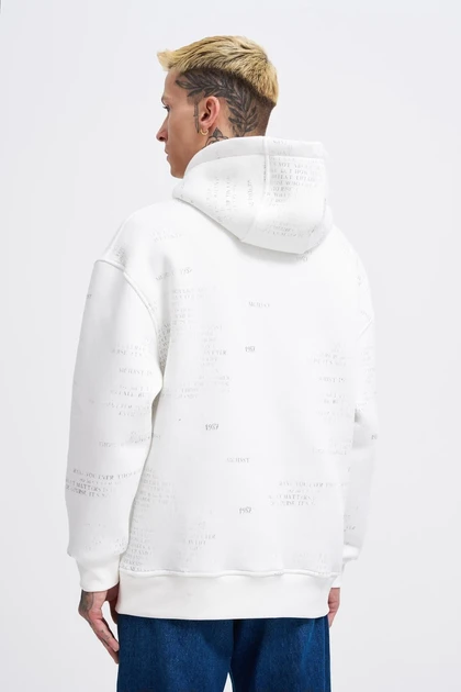 نقشه مرد چاپ شده و Applique Ecru Hoodie M3560